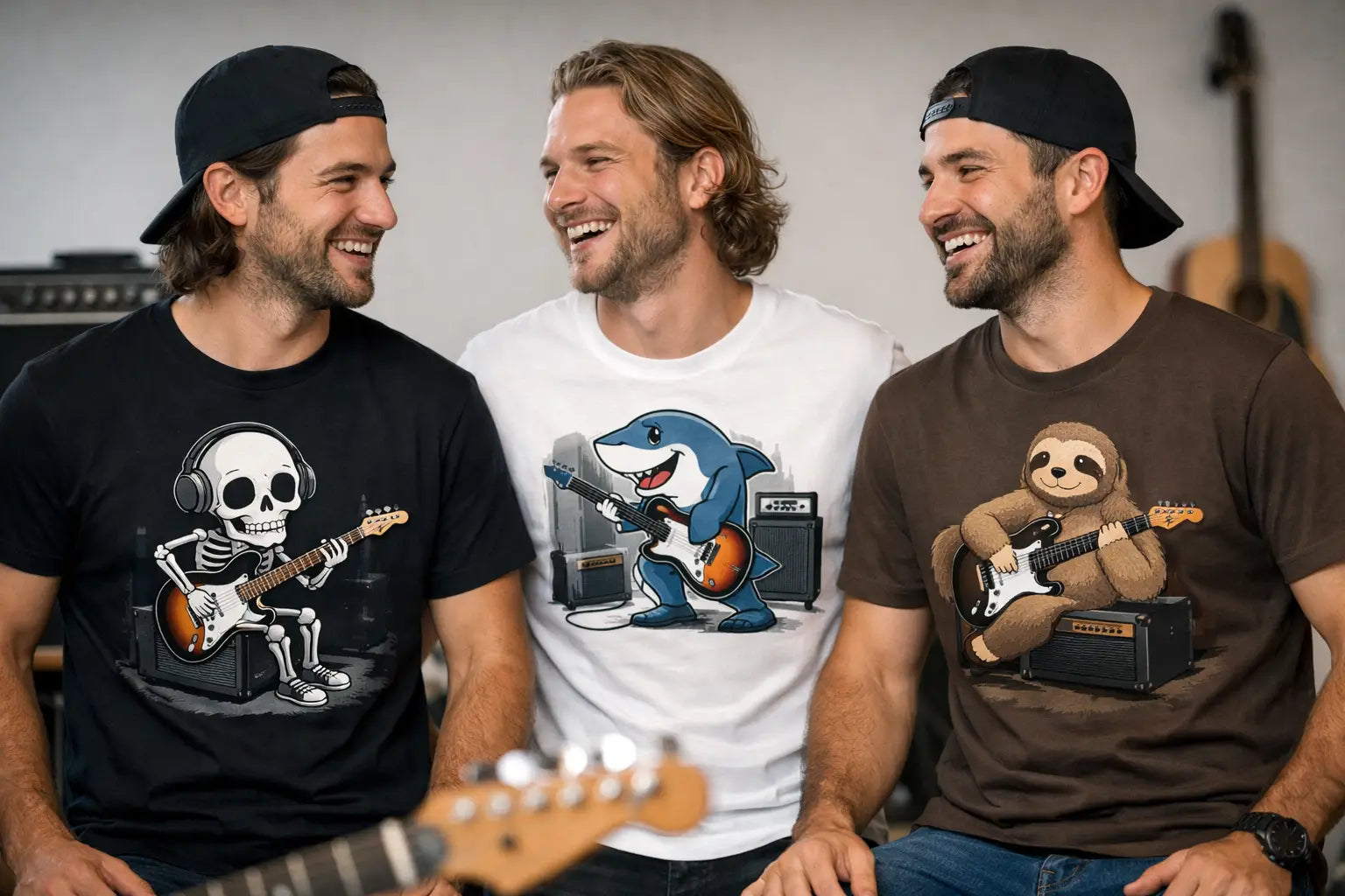 Funny Guitar Player Shirts met Karakter